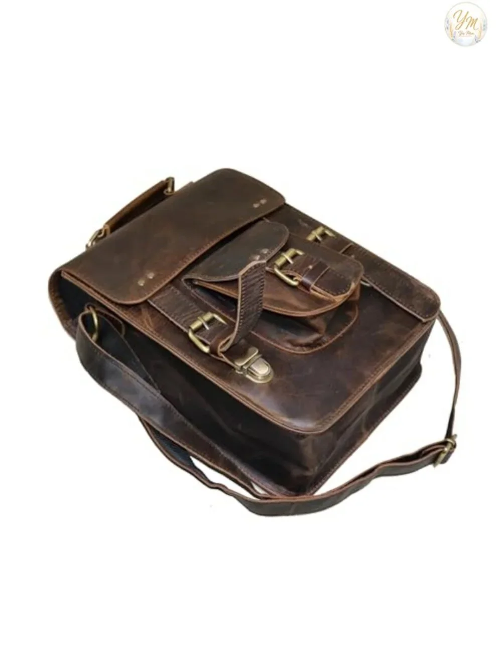 Genuine Leather Messenger Bag Vintage Laptop Crossbody Satchel Shoulder Bag Man